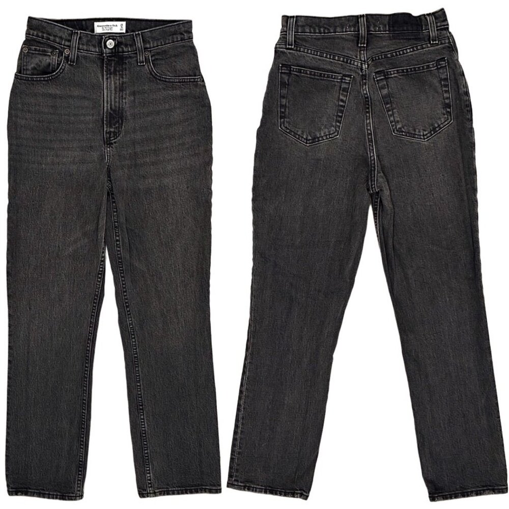 Abercrombie & Fitch The '90s Straight Ultra High Rise Curve Love Jeans Dark Grey